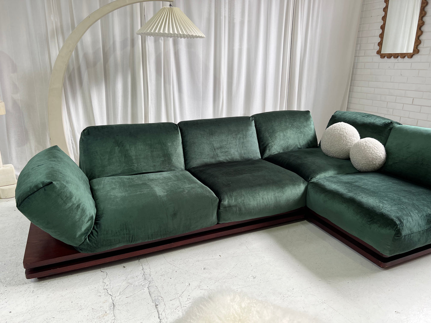 - Low Green Velvet Modular Sofa Set