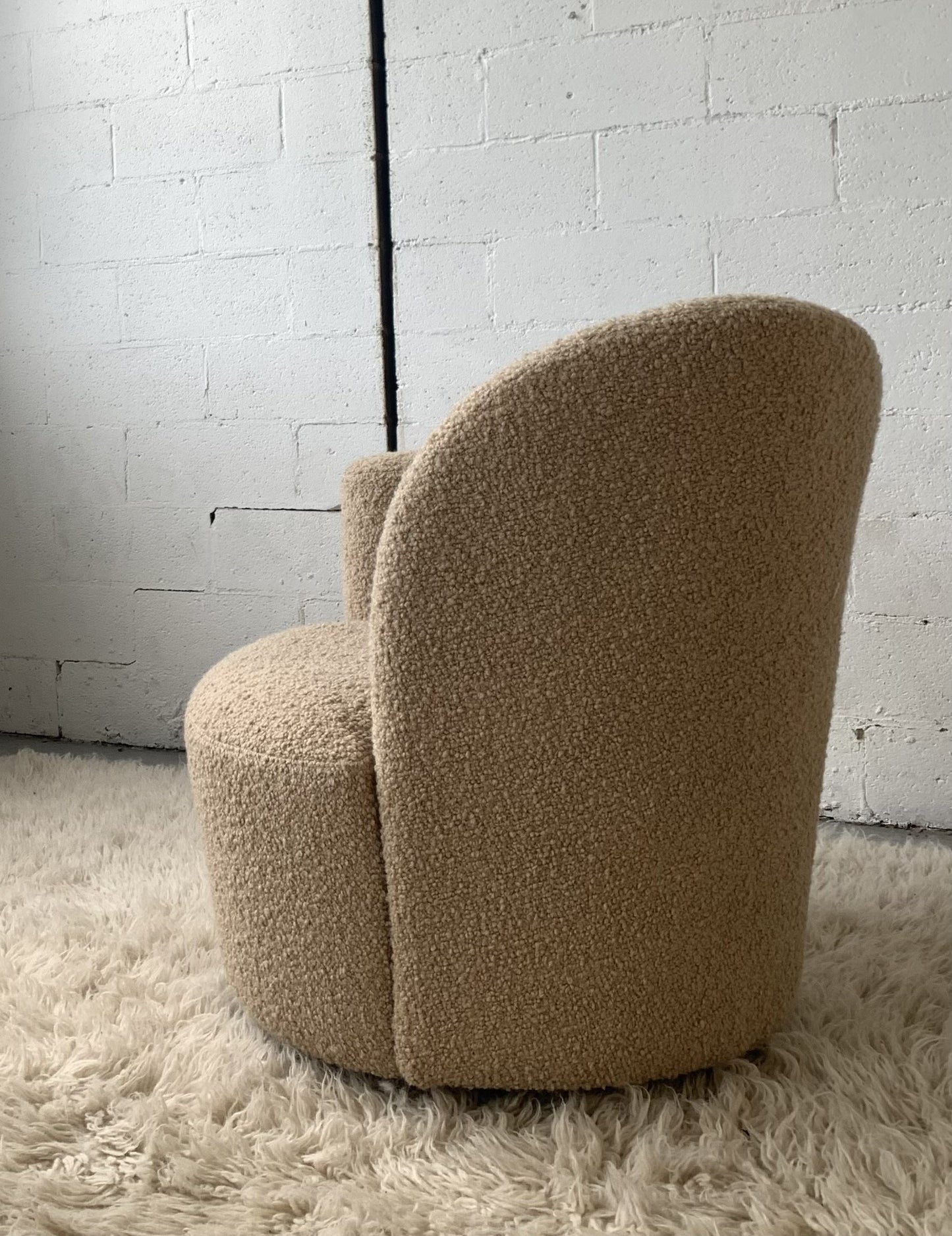 Vladimir Kagan-Style Swivel Chair in Wool Boucle - Two Available