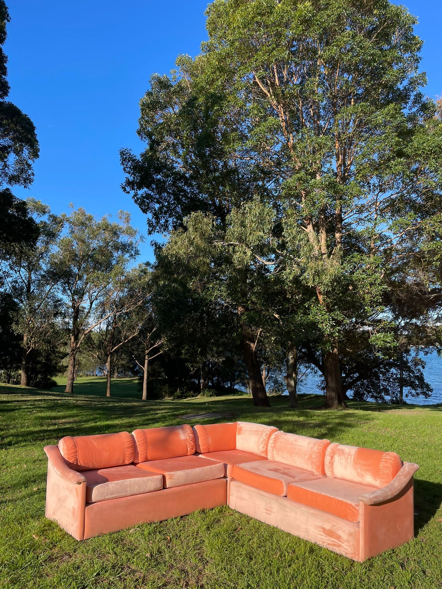 1970s Peach Velvet Louge