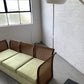Refurbished Velvet & Rattan Sofa, Circa 1960-70