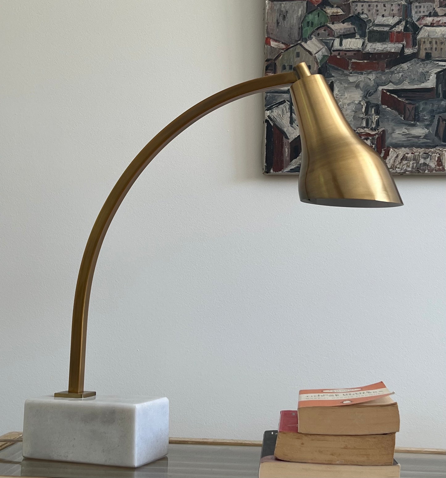 - Large Brass & Marble Lamp, Italy
