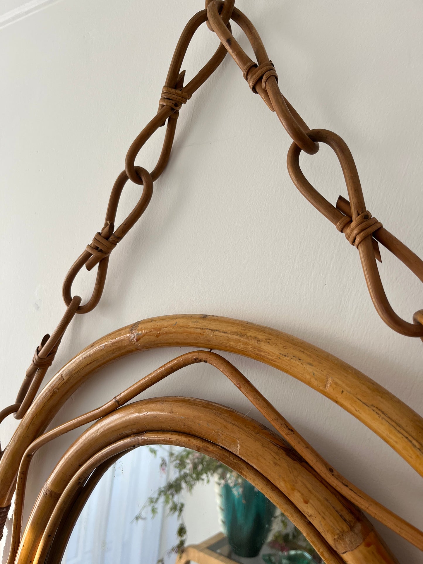 Vintage Italian Bamboo Mirror by Bonacina