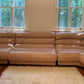 Vintage Modular Curved Blush Pink Leather Sofa