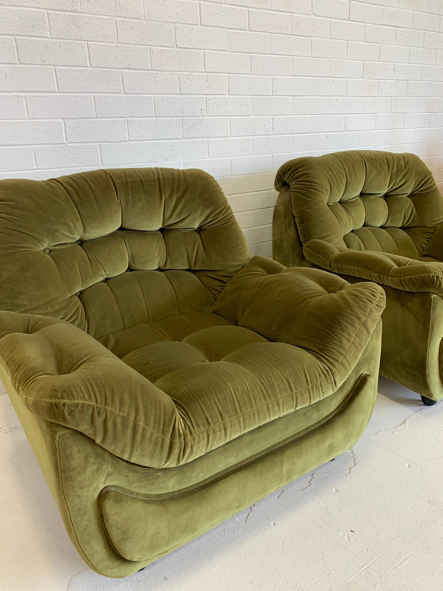 Vintage Green Velvet Armchairs