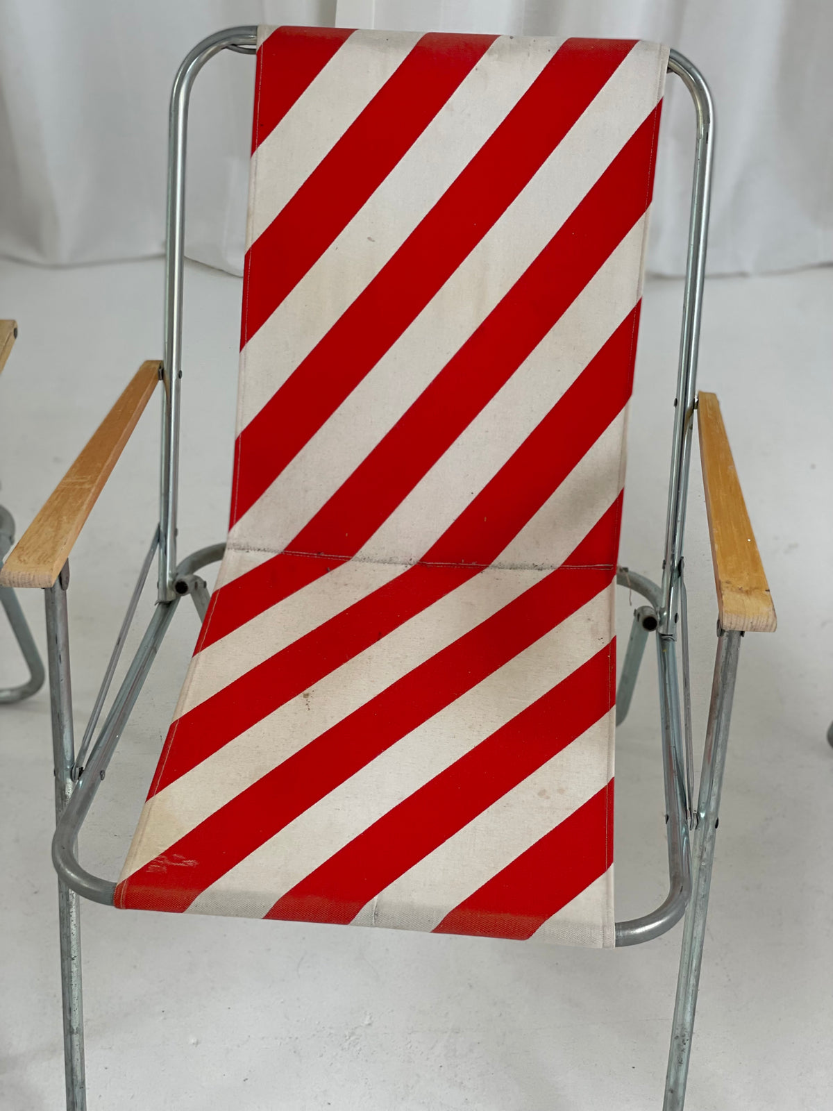 Striped Outdoor Folding Chairs- Set of Seven