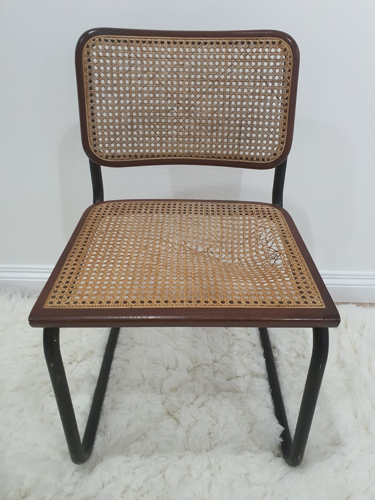 Set of Vintage Cane Cantilever Dining Chairs