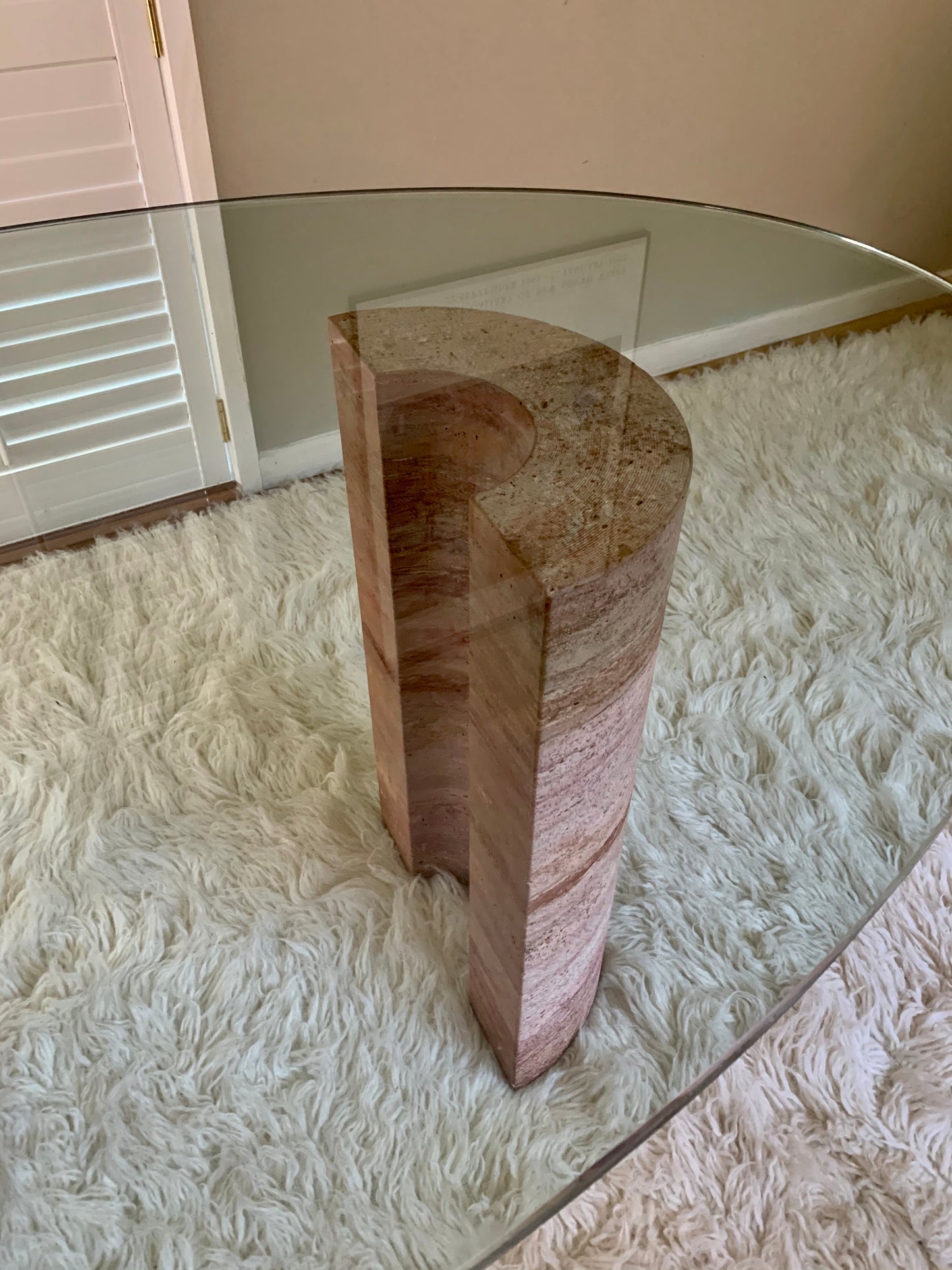 Rare Pink Travertine Table