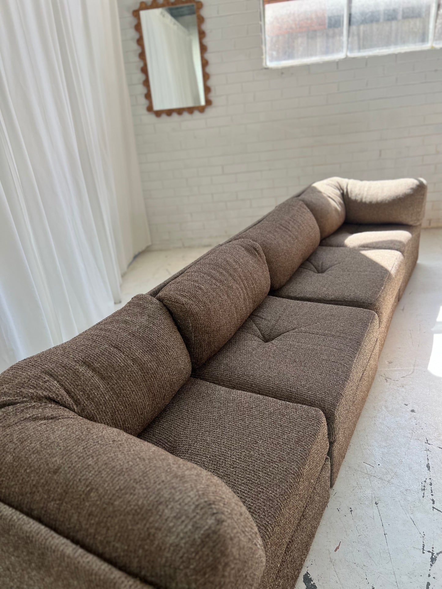 - Vintage Brown Tweed Playpen Modular Sofa