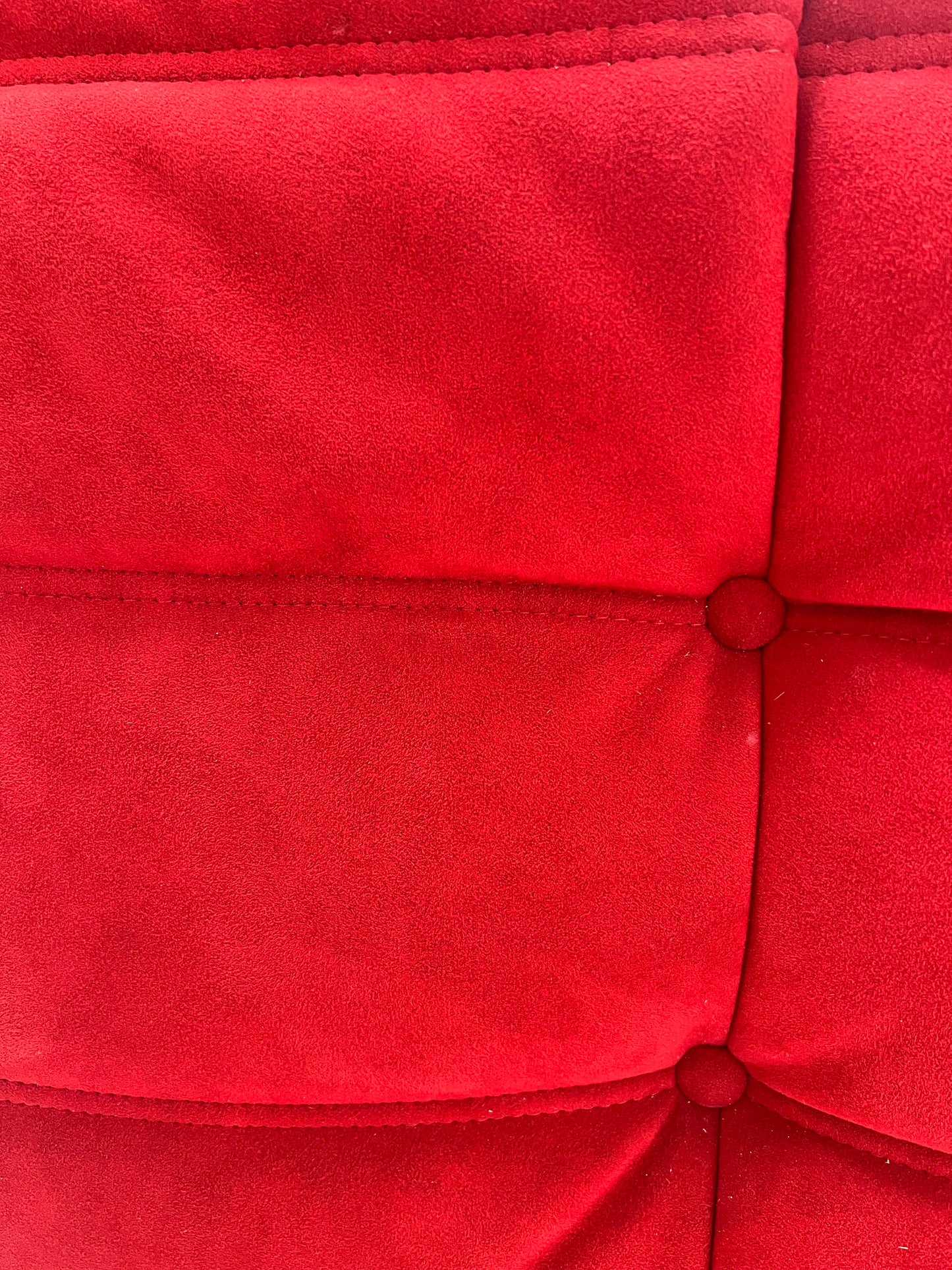 Vintage Ligne Roset Togo Fireside & Ottoman Set - Red Suede