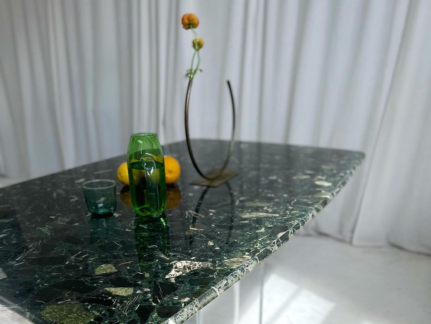 Vintage Green Palladiana Marble & Lucite Table