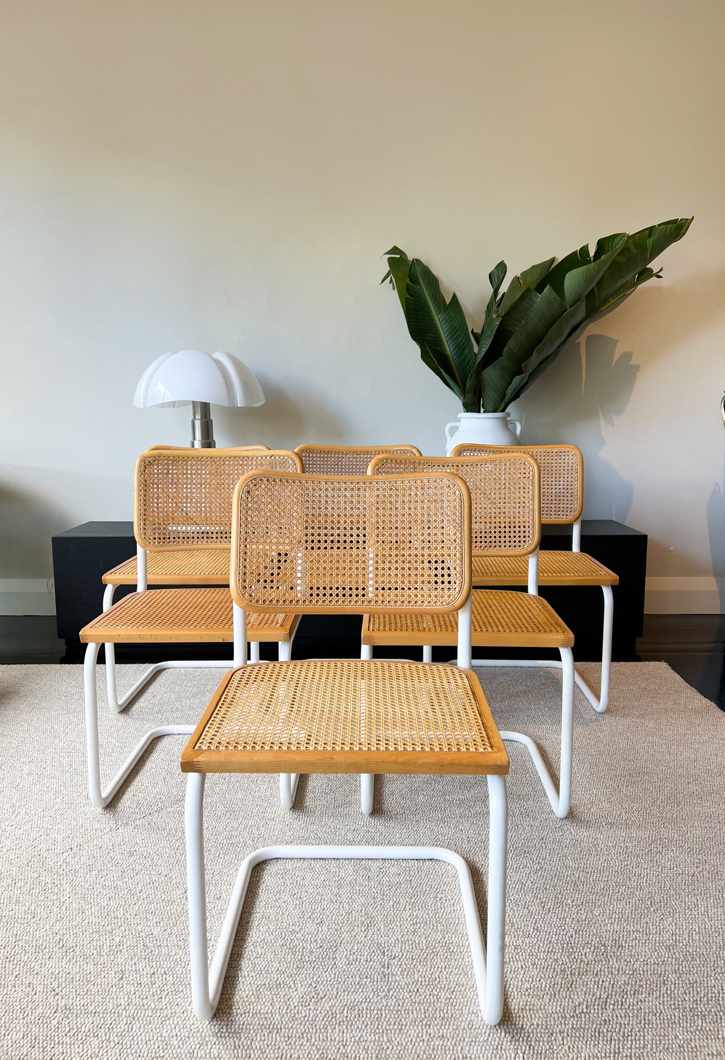Set of 6 Marcel Breuer Cesca B32 Dining Chairs, Made in Italy