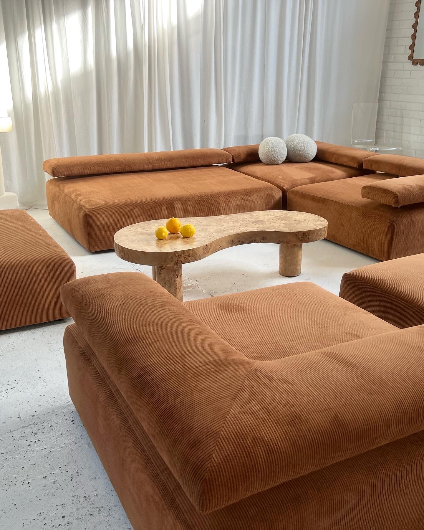 - Large Bespoke Brown Corduroy Modular Sofa Set