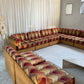 Vintage 9 Piece Geometric Corduroy Modular Sofa & Ottoman (Set)