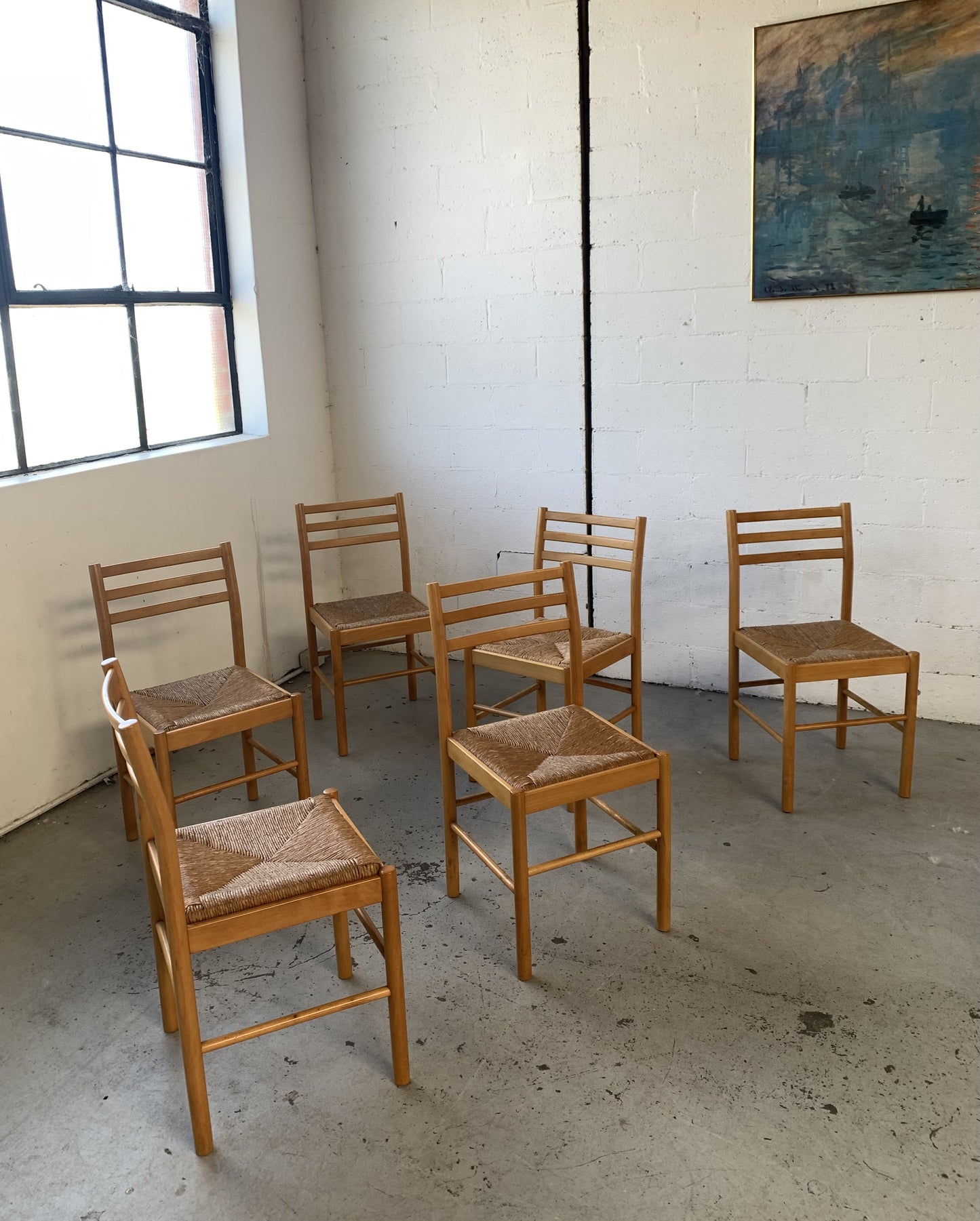 Set of Six Rush Dining Chairs
