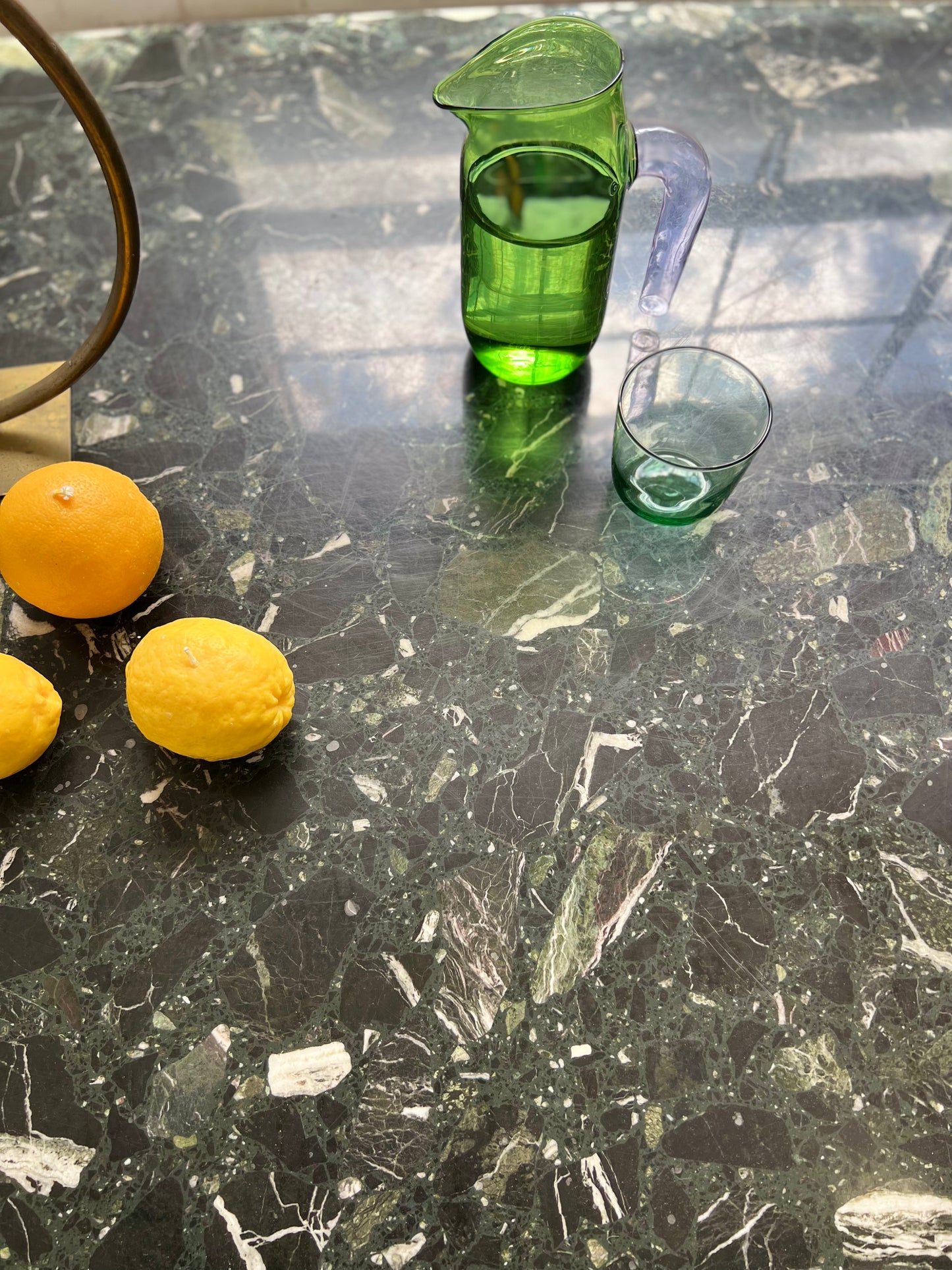 Vintage Green Palladiana Marble & Lucite Table