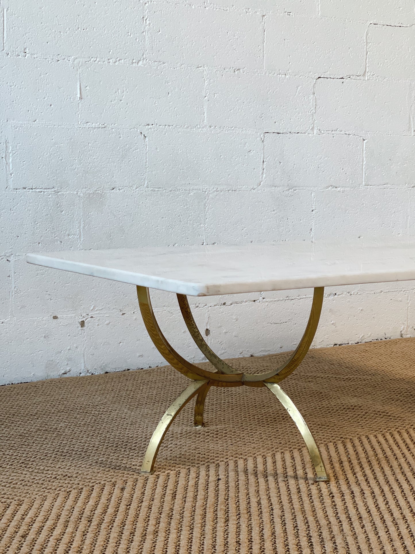 Marble Coffee Table with Brass Base