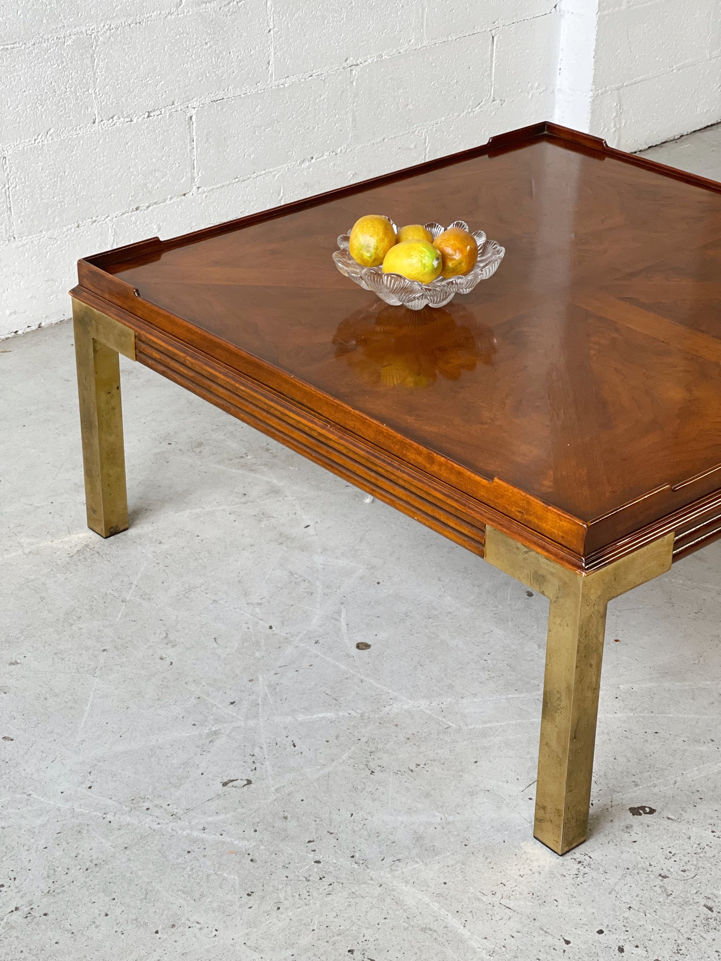 Burl and Brass Coffee Table