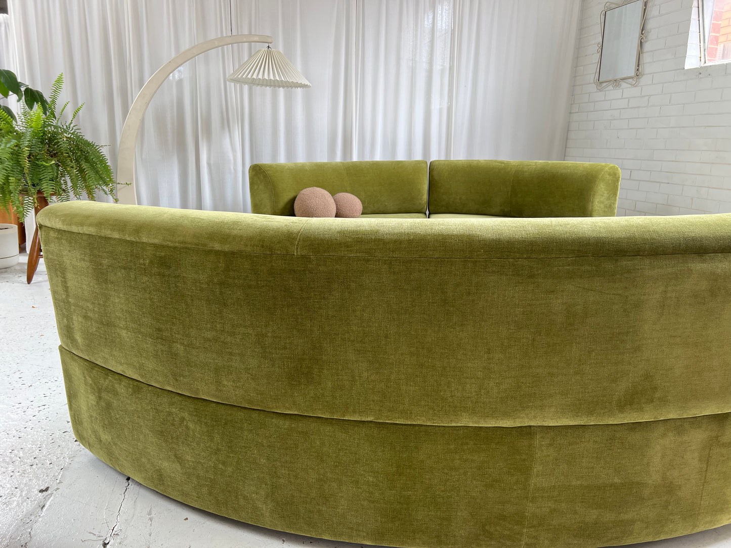 - Bespoke Olive Velvet Curved Modular Sofa