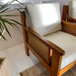 Pine and Rattan Boucle Armchair - Two Available
