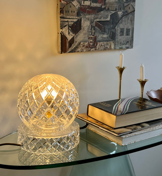 - Large Crystal-Cut Orb Lamp, 1960s
