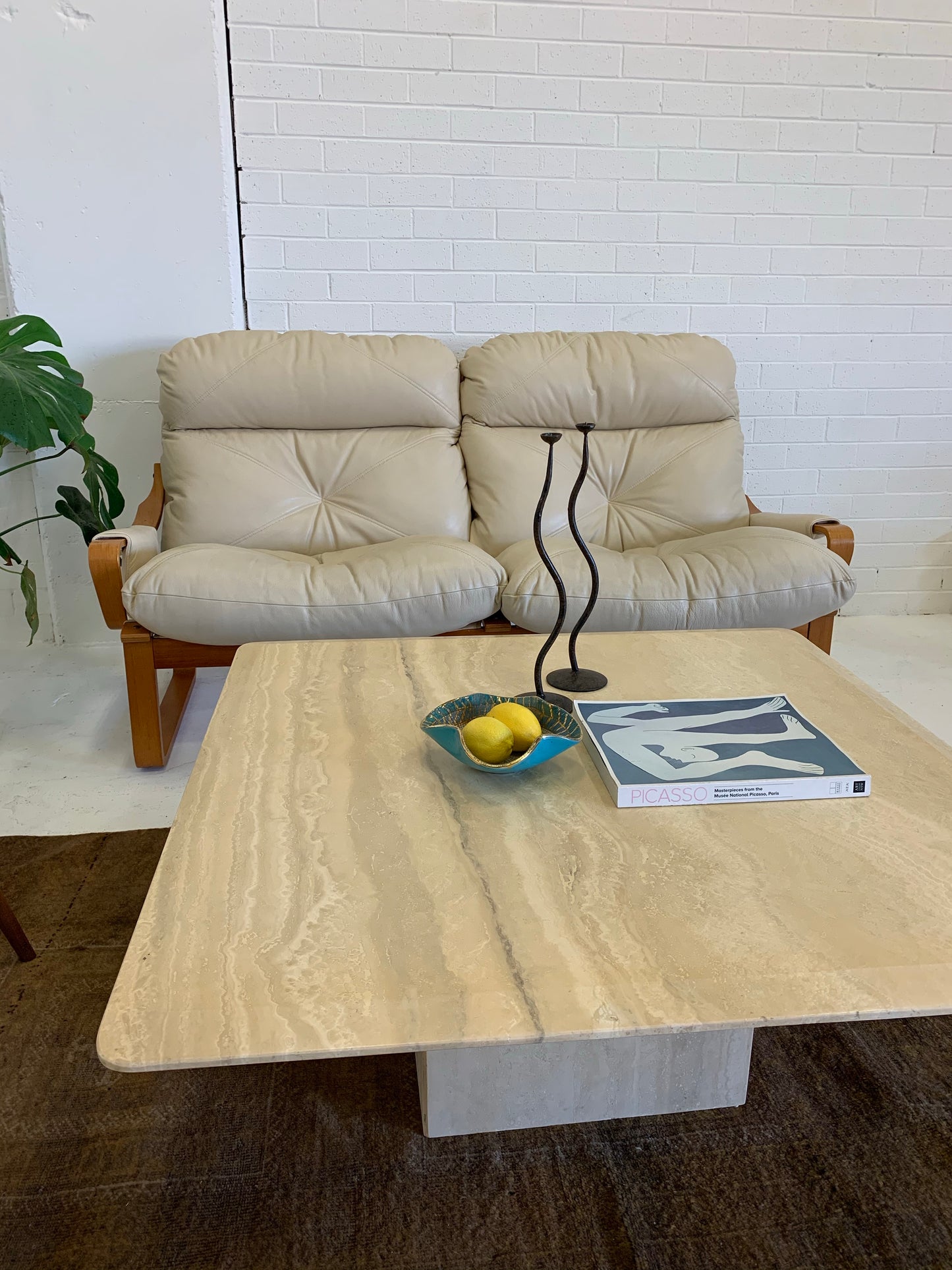 Vintage Italian Travertine Coffee Table