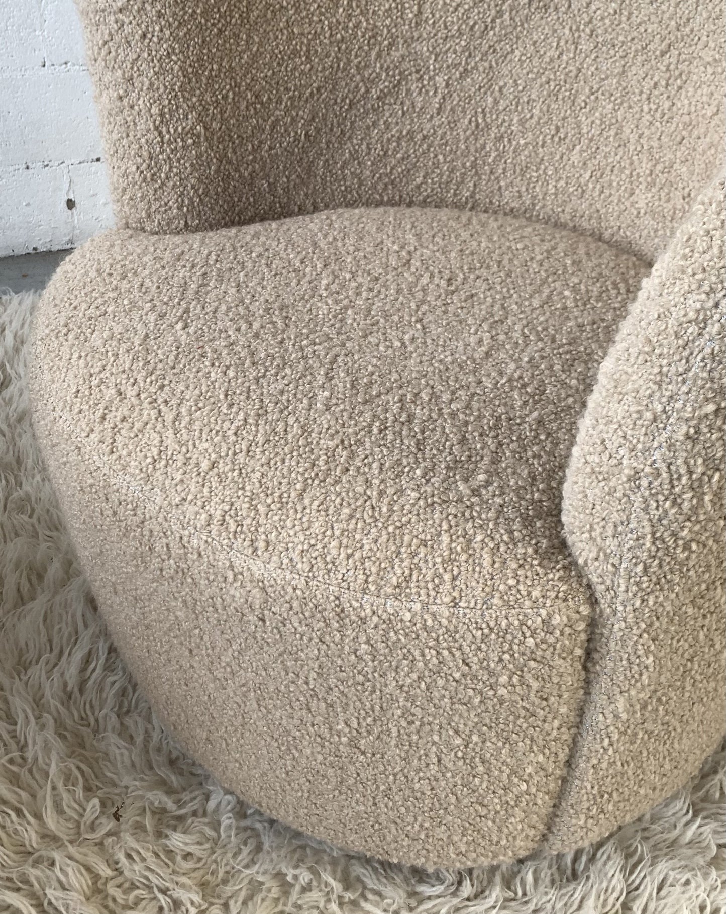 Vladimir Kagan-Style Swivel Chair in Wool Boucle - Two Available