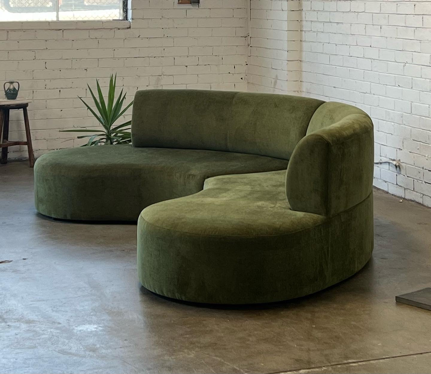 Bespoke Curved Sofa in Deep Botanical Green
