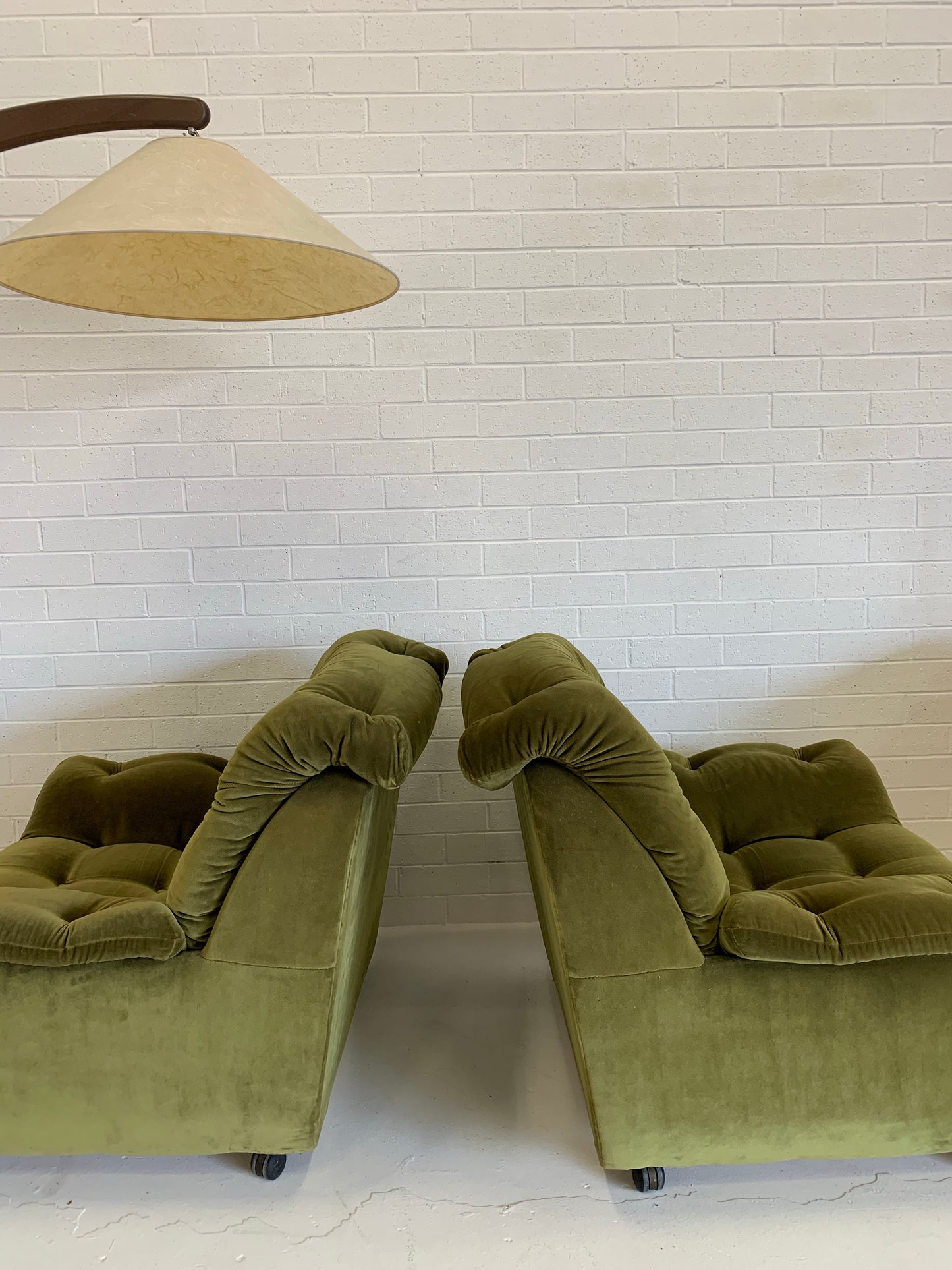 Vintage Green Velvet Armchairs