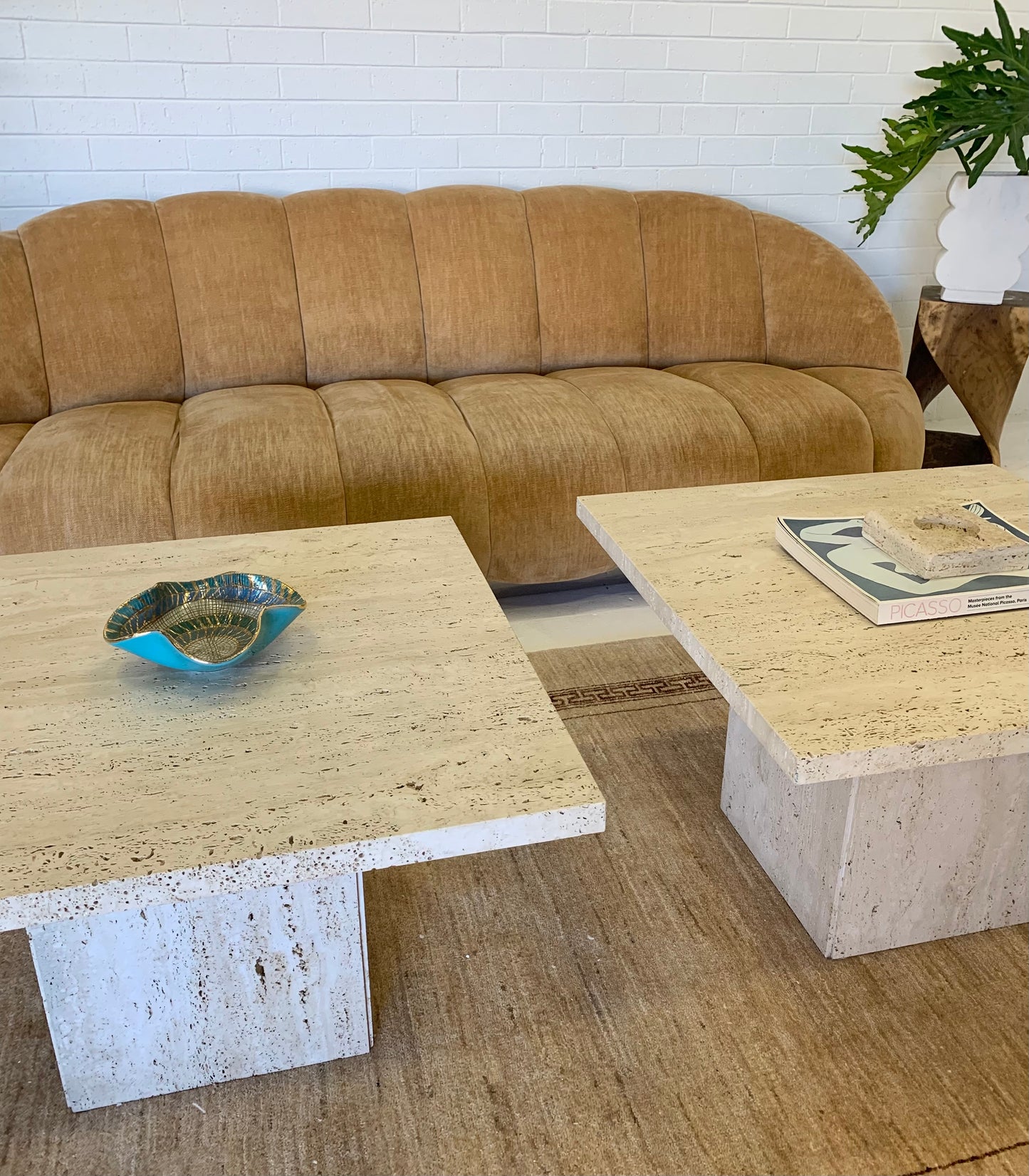 Unfilled Travertine Side Table/ Coffee Table