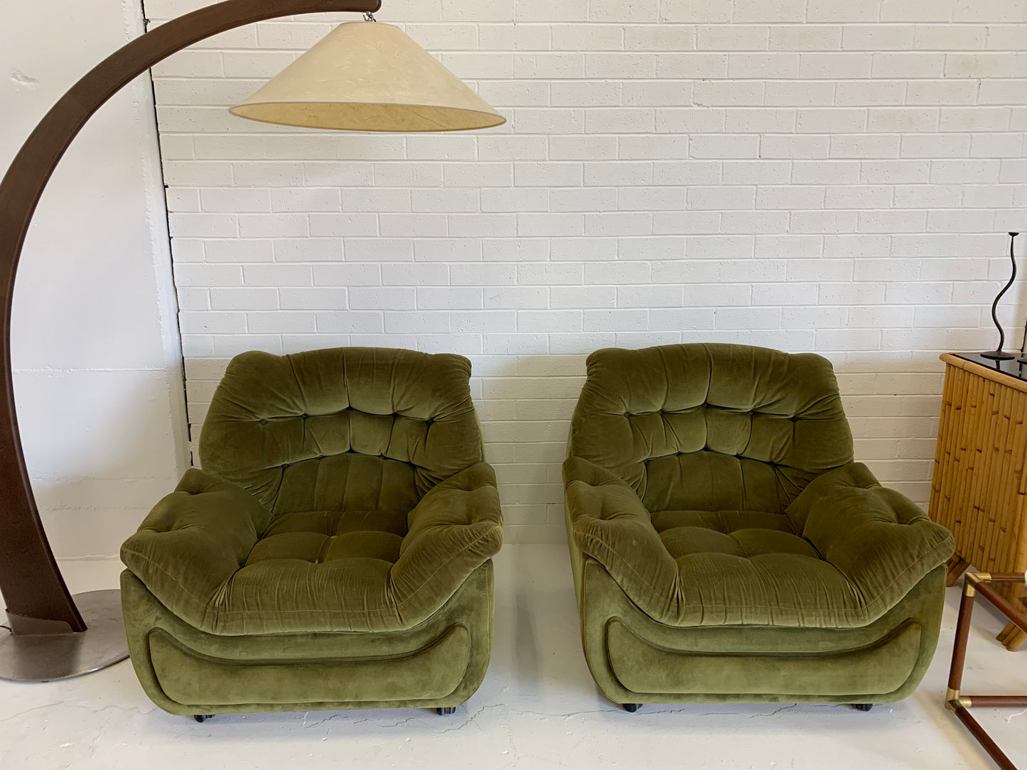 Vintage Green Velvet Armchairs