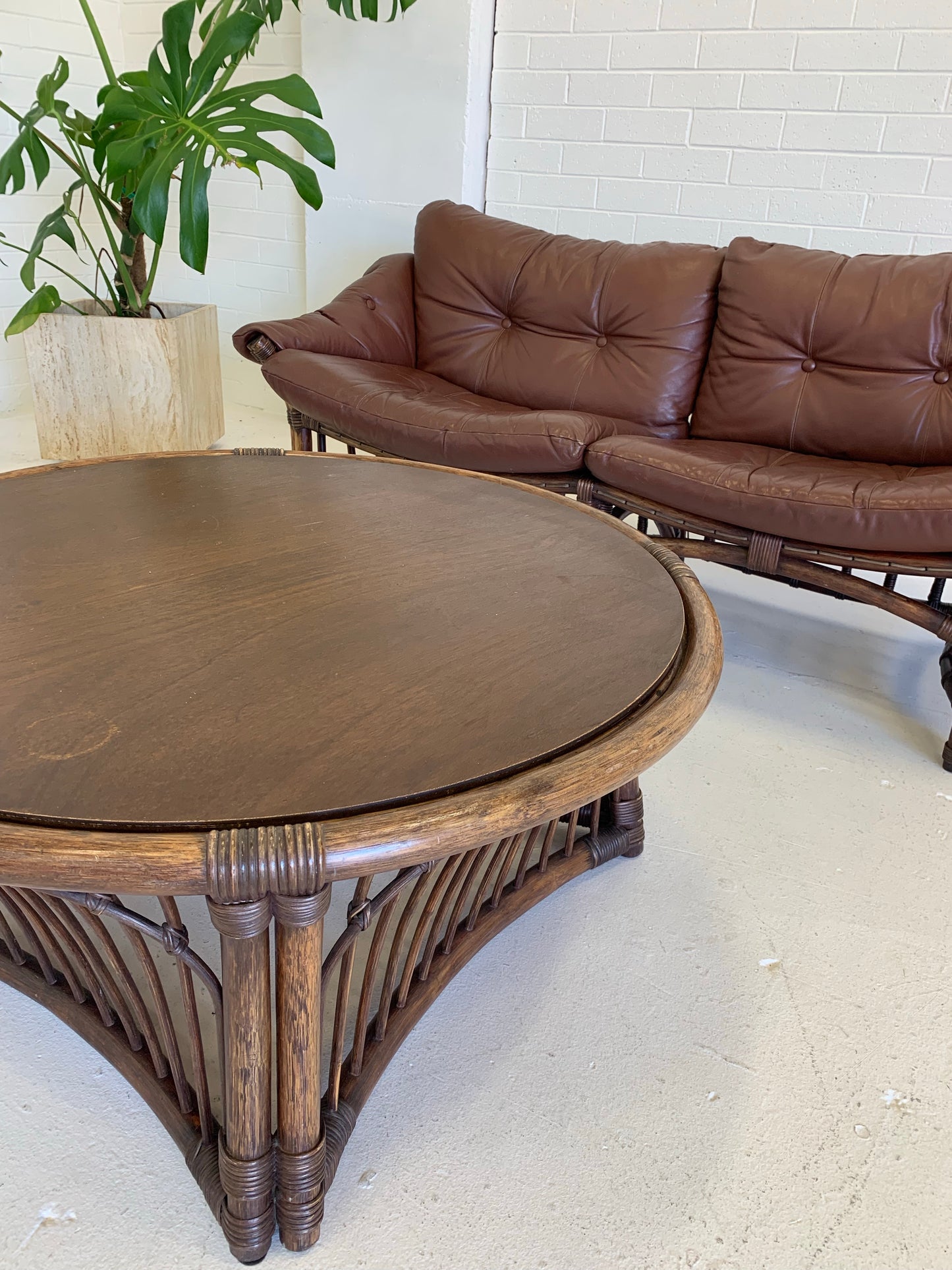 Vintage Cane + Bamboo Coffee Table
