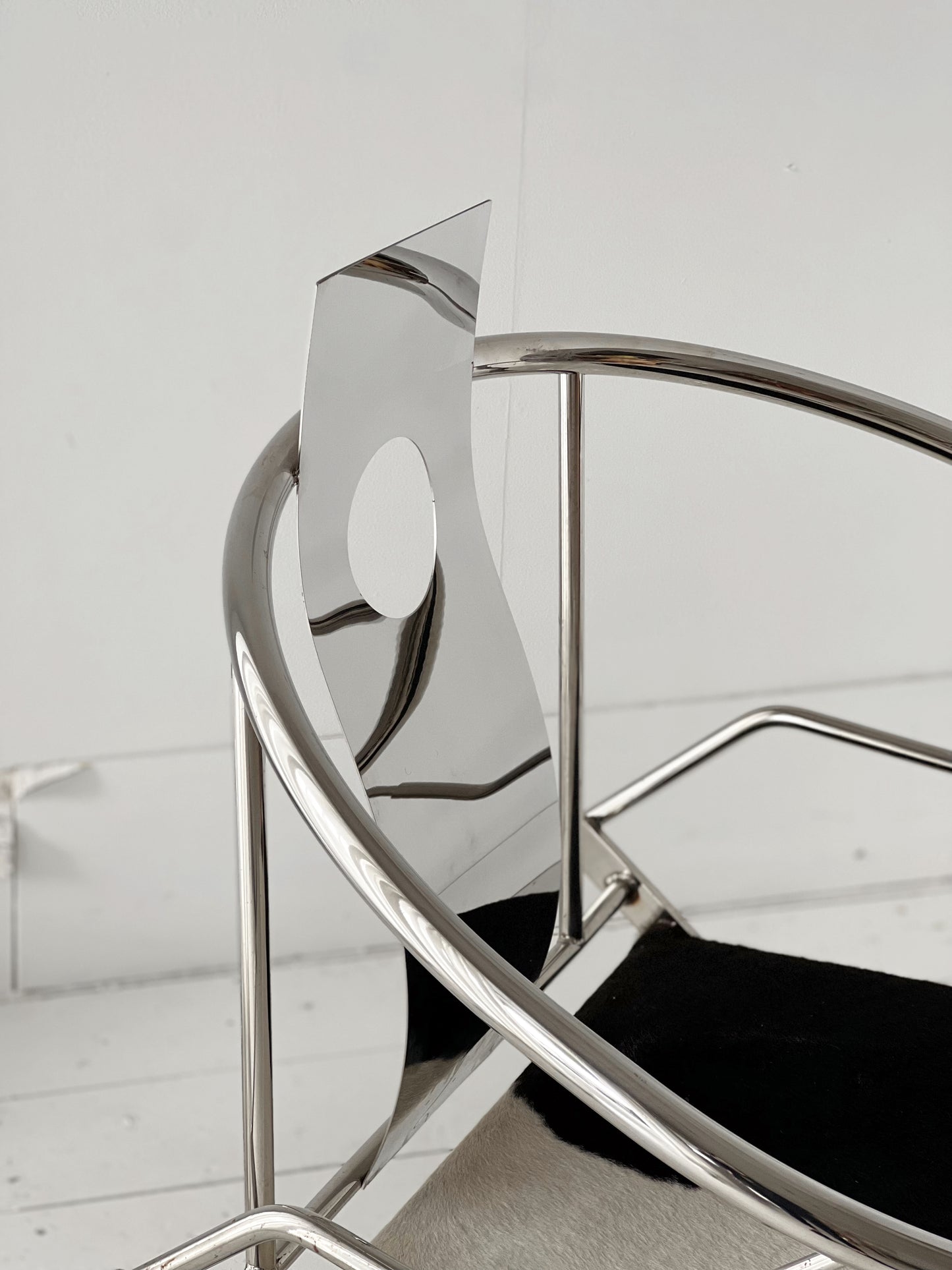 Chrome & Cow-Hide Lounge Chair