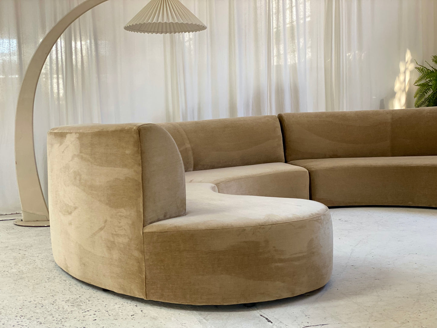 Fawn Velvet Curvy Modular Sofa