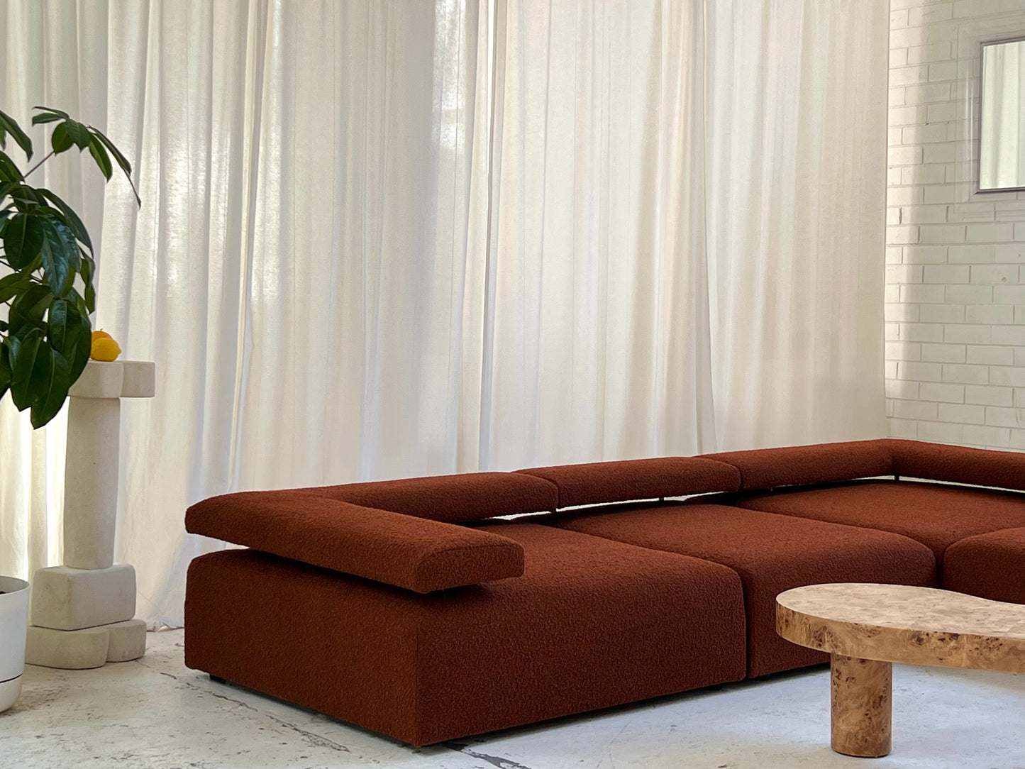 Large Bespoke Rust Boucle Modular Sofa