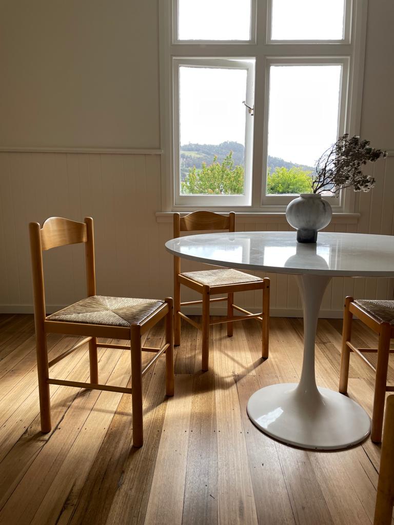 Vintage timber rush dining chairs