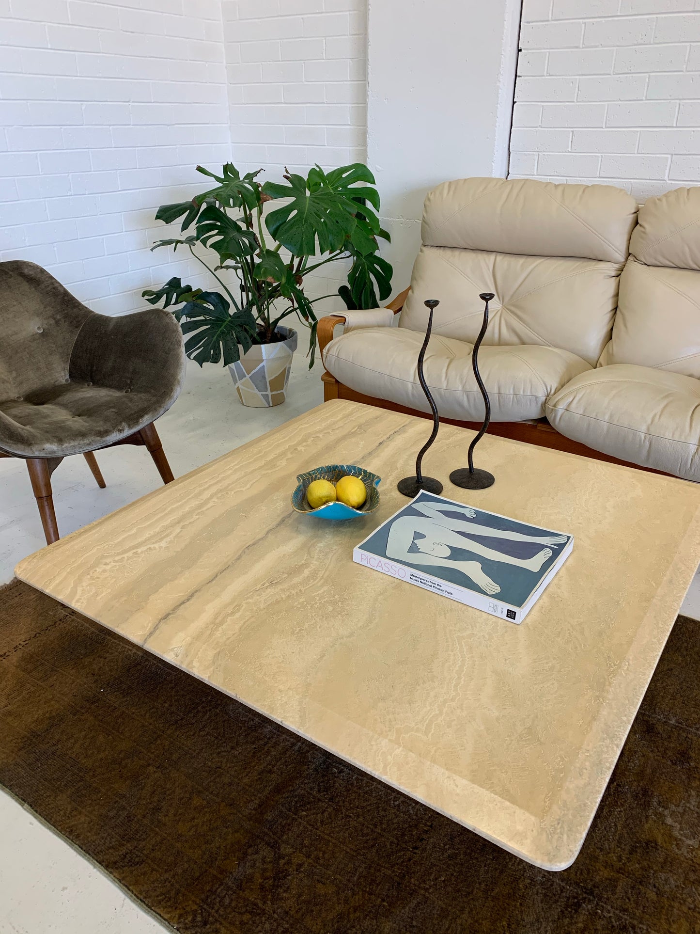 Vintage Italian Travertine Coffee Table