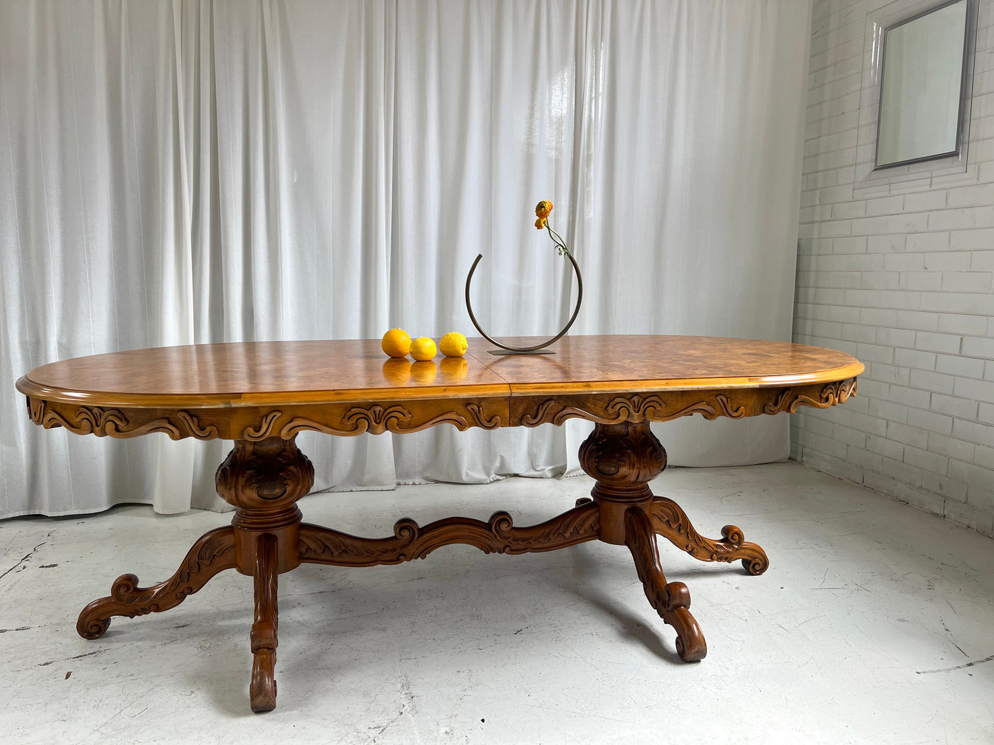 - Large Vintage Burl Carved Table