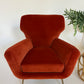 Vintage Italian Paprika Velvet Armchair