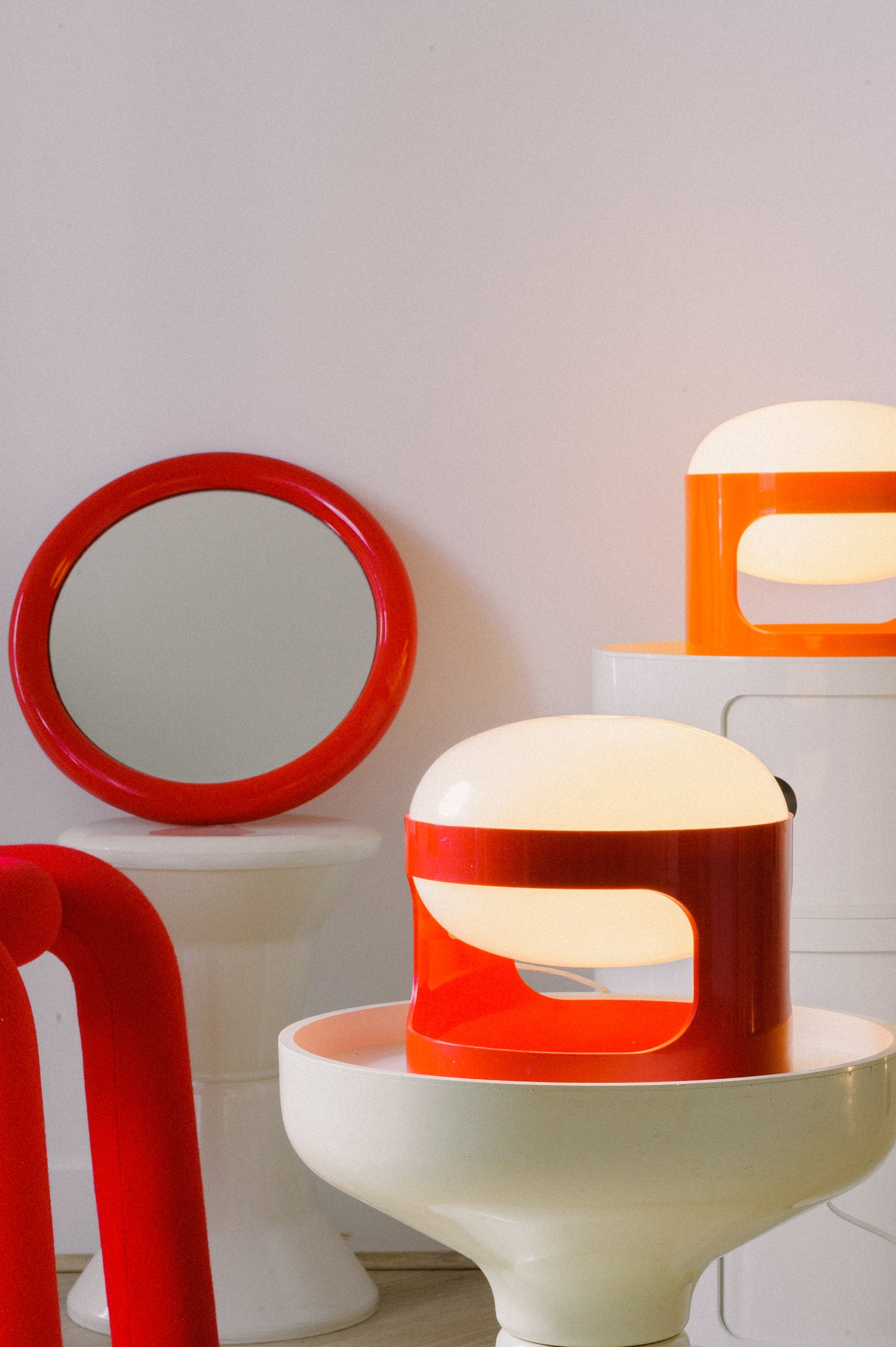 Red Kartell KD27 Lamp by Joe Colombo
