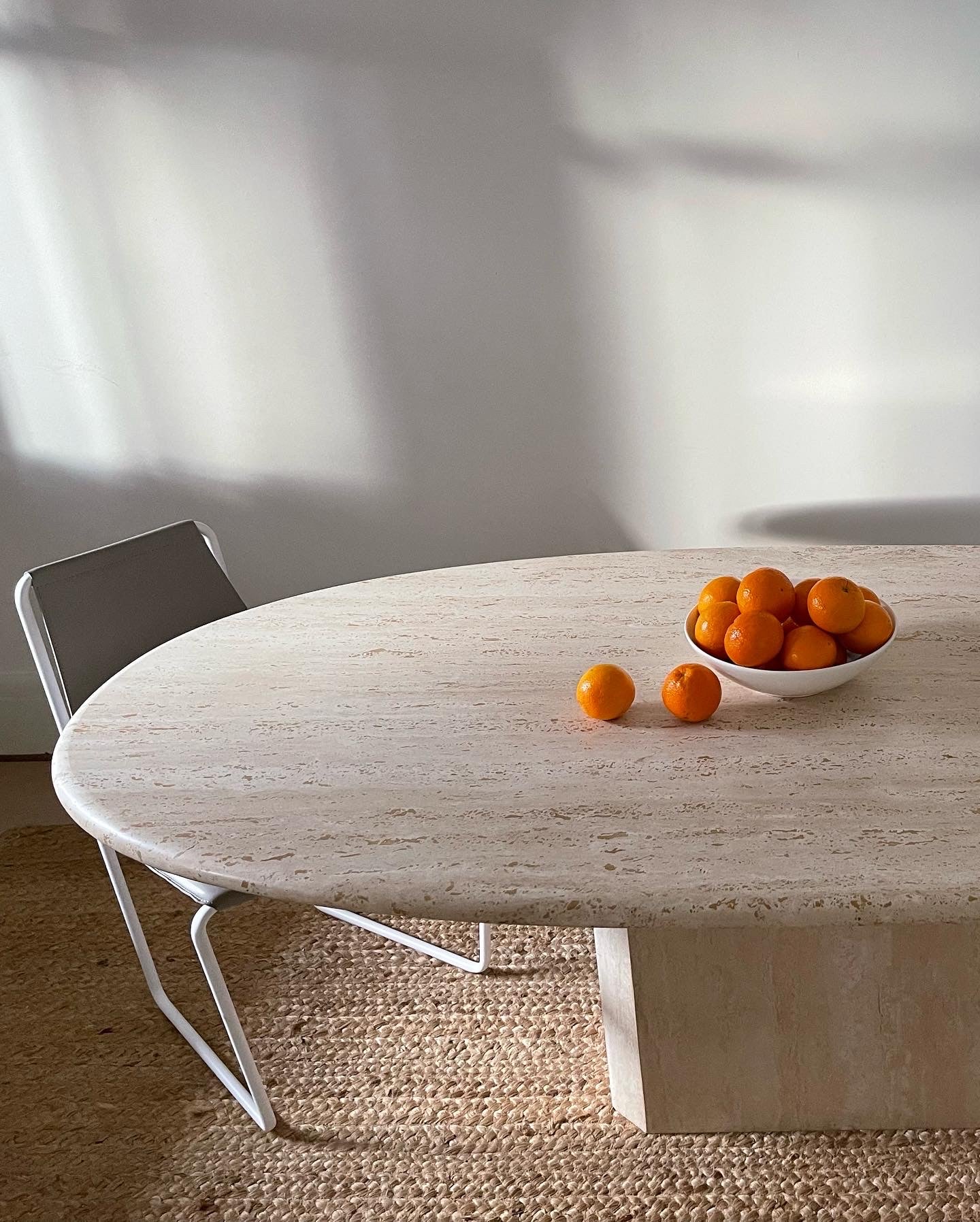 Vintage Oval Travertine Dining Table