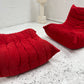 Vintage Ligne Roset Togo Fireside & Ottoman Set - Red Suede
