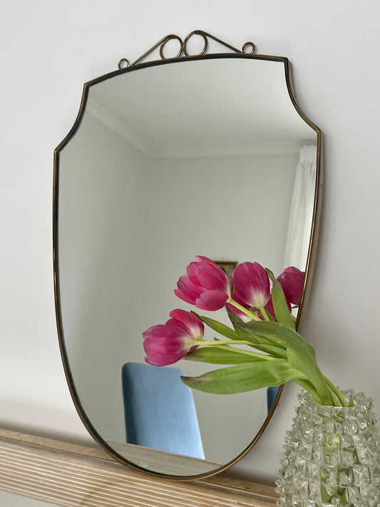 - 1950s Italian Brass Mirror - Loops