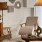 Sculptural Boucle & Wooden Chaise Lounge Chair