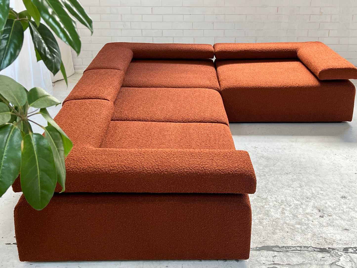 Large Bespoke Rust Boucle Modular Sofa