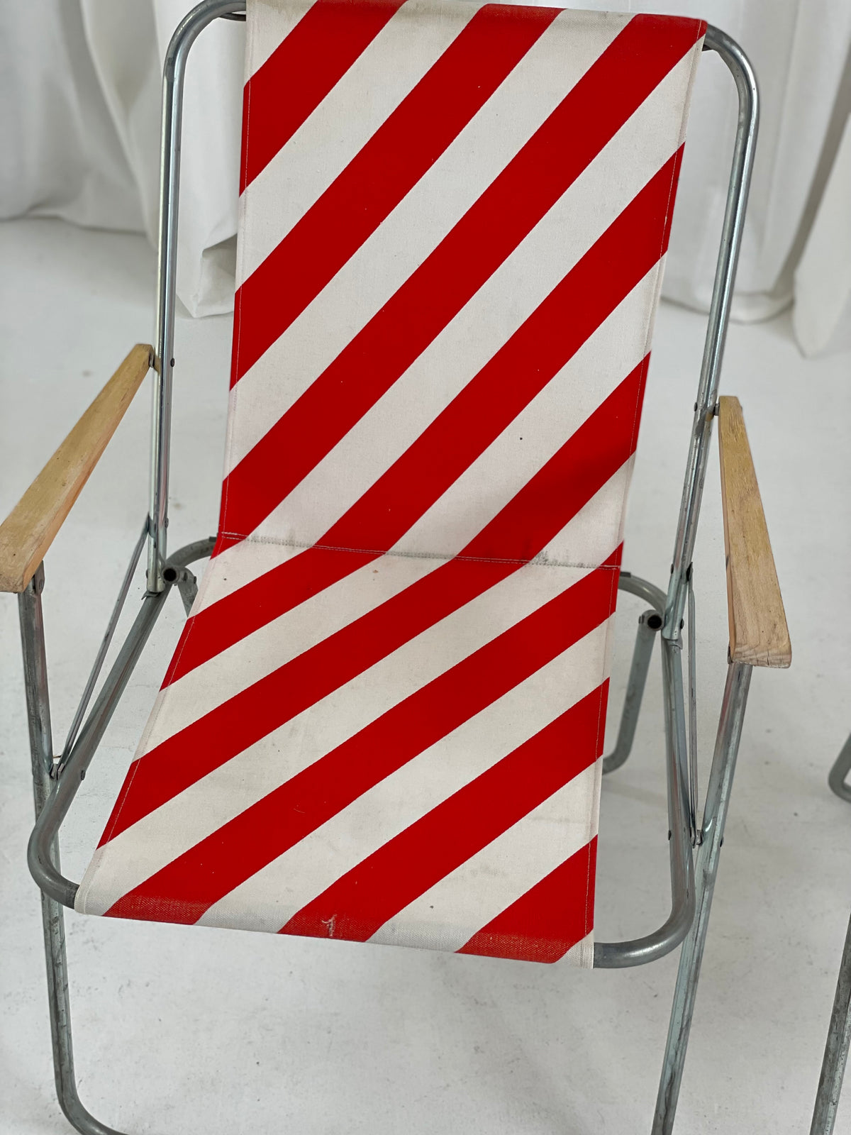 Striped Outdoor Folding Chairs- Set of Seven