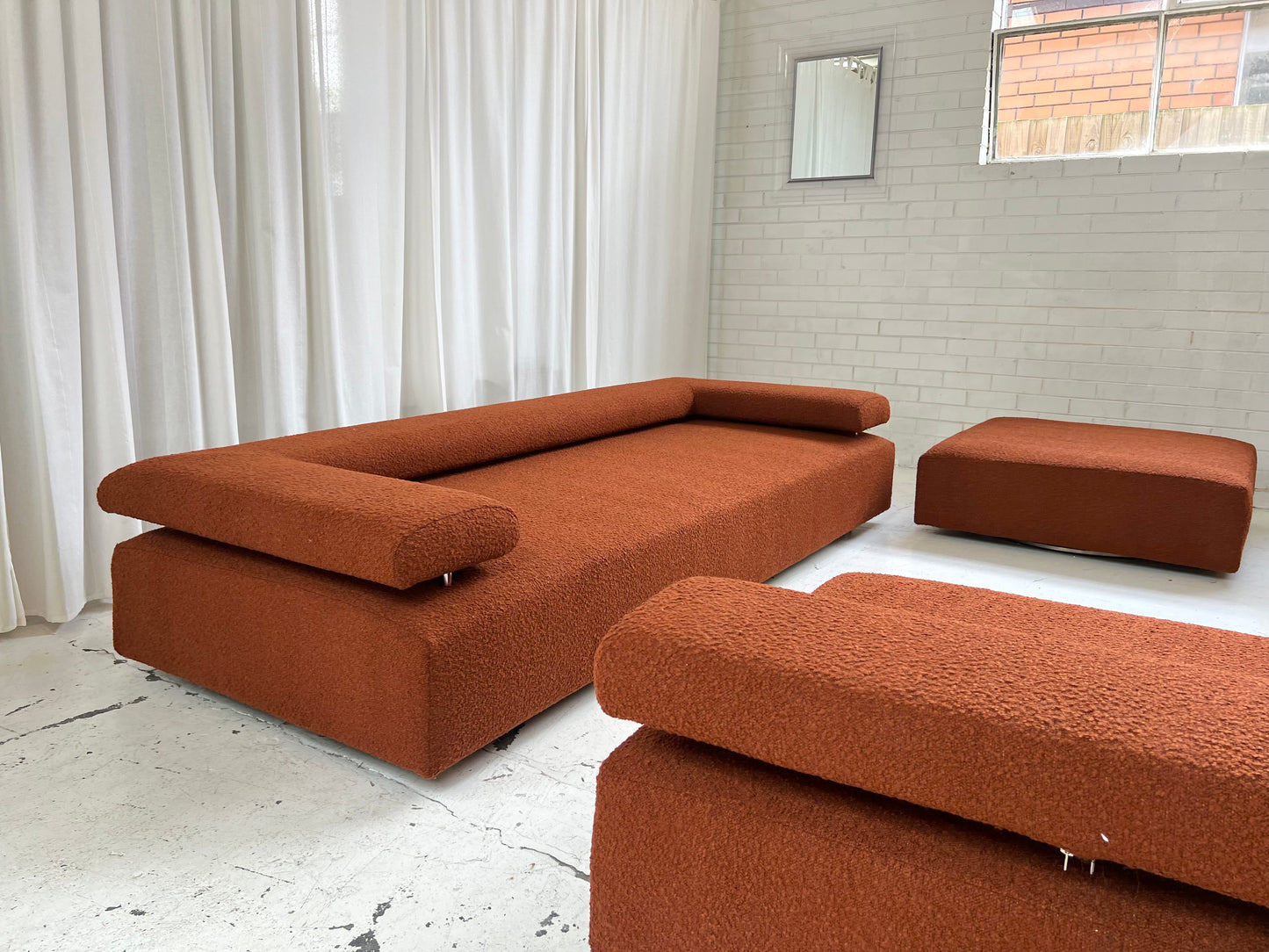 - Bespoke Rust Boucle Modular Sofa Set