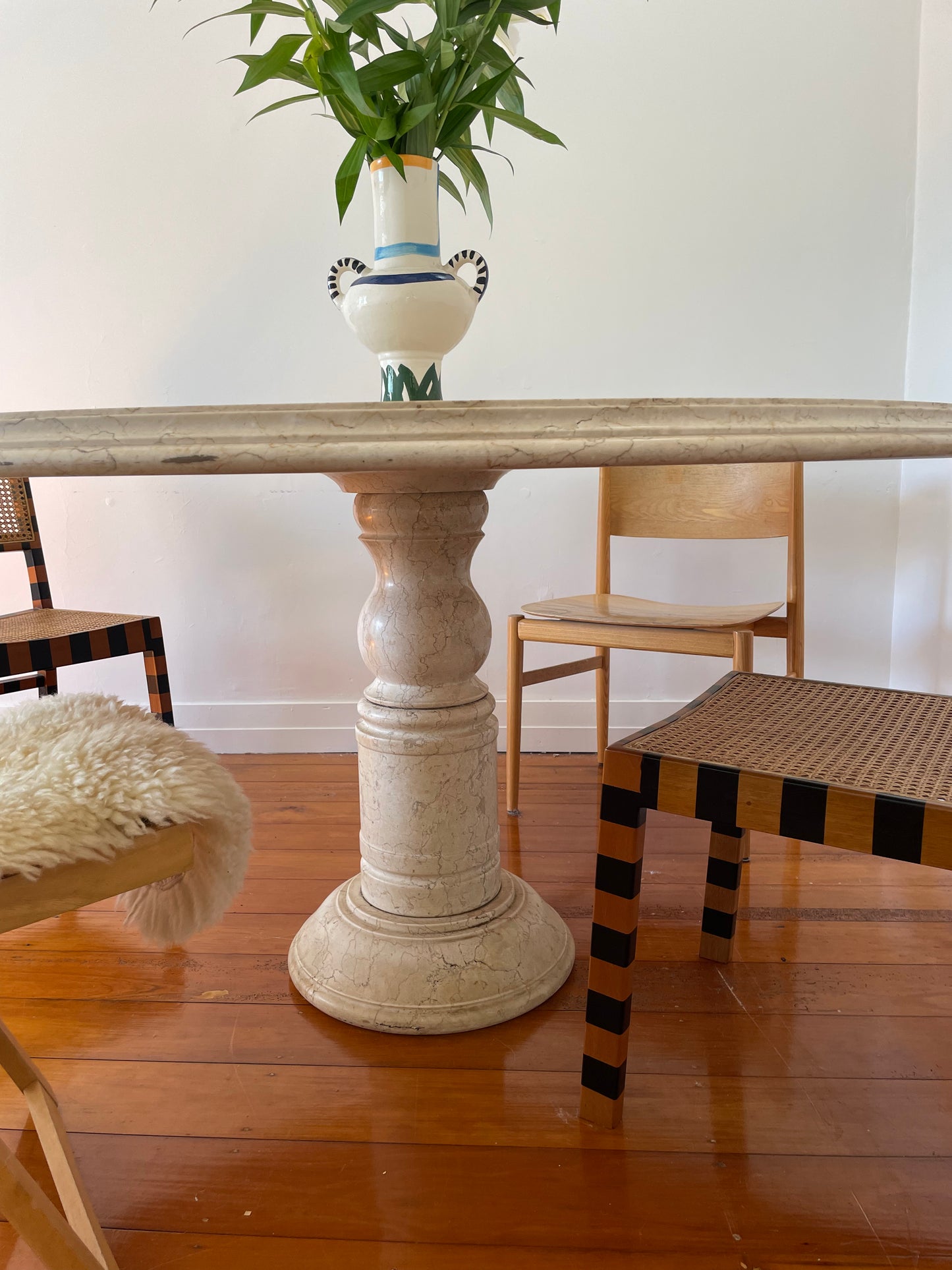 Large Vintage Marble Dining Table