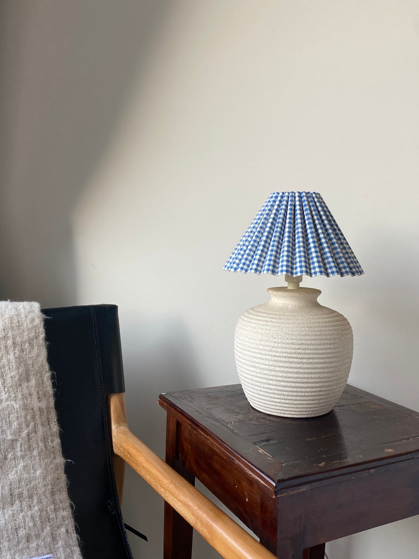- Chubby Stone-Look Lamp with Original Laura Ashley Shade