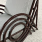 Vintage Dark Bamboo Armchair - Coffee Stripe