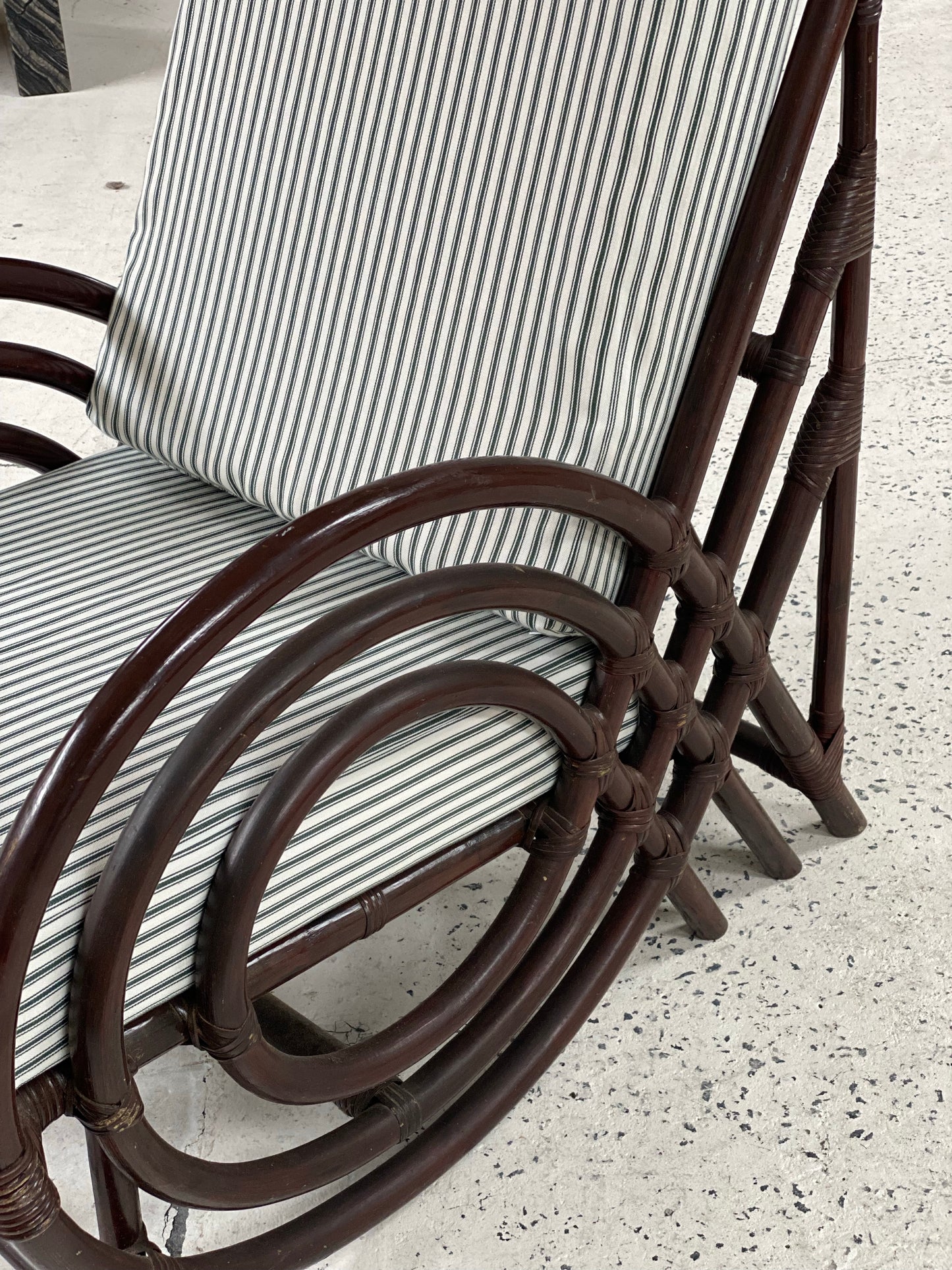 Vintage Dark Bamboo Armchair - Coffee Stripe